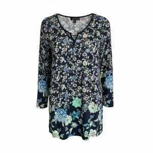 Floral Print Navy Women's Tunic